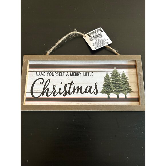 Wood Christmas Decor Trees & "Have Yourself A Merry Little Christmas" 10x5 inch - Picture 2 of 8